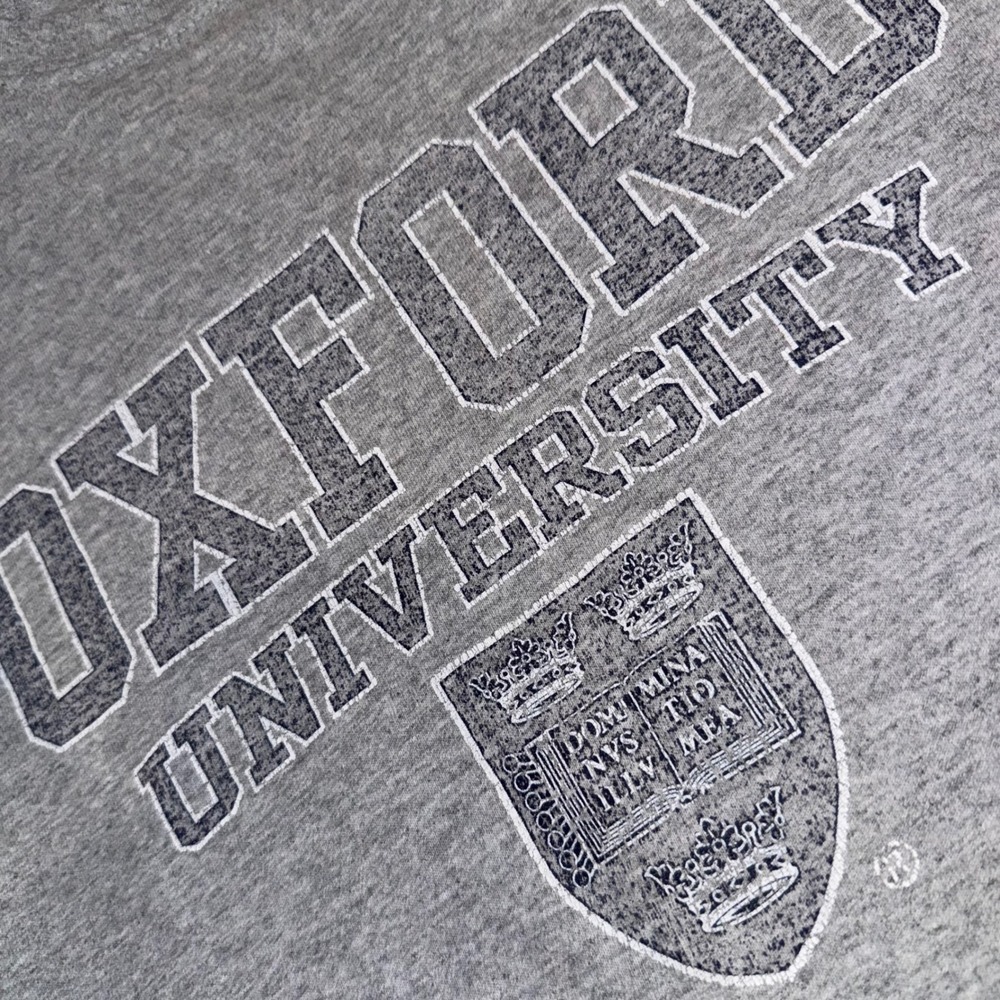 Oxford University T-Shirt Mens Large Gray Short Sleeve Collegiate Crest Tee